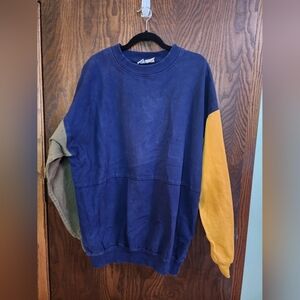 Vintage Southport Supply Cotton Tight knit Sweater Fisherman Size XL Yellow Blue